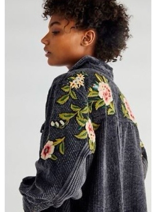 We The Free Jackets & Blazers - Free People Floral Embroidered Corduroy Shacket Jacket – Size M